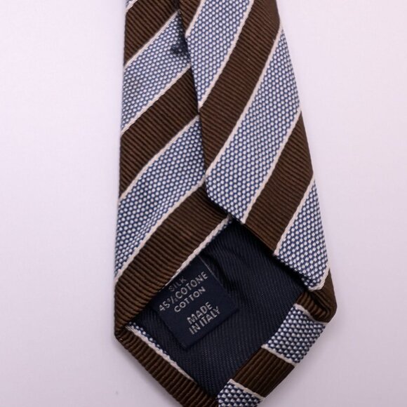 ALTEA Milano Tie Made in Italy 55% Silk 45% cotton Gray and Brown Stripes Excel - Picture 3 of 3